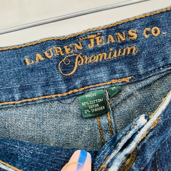 Lauren Jeans Co Size 14 Medium Wash High Rise Slim Straight Jeans - Picture 5 of 8